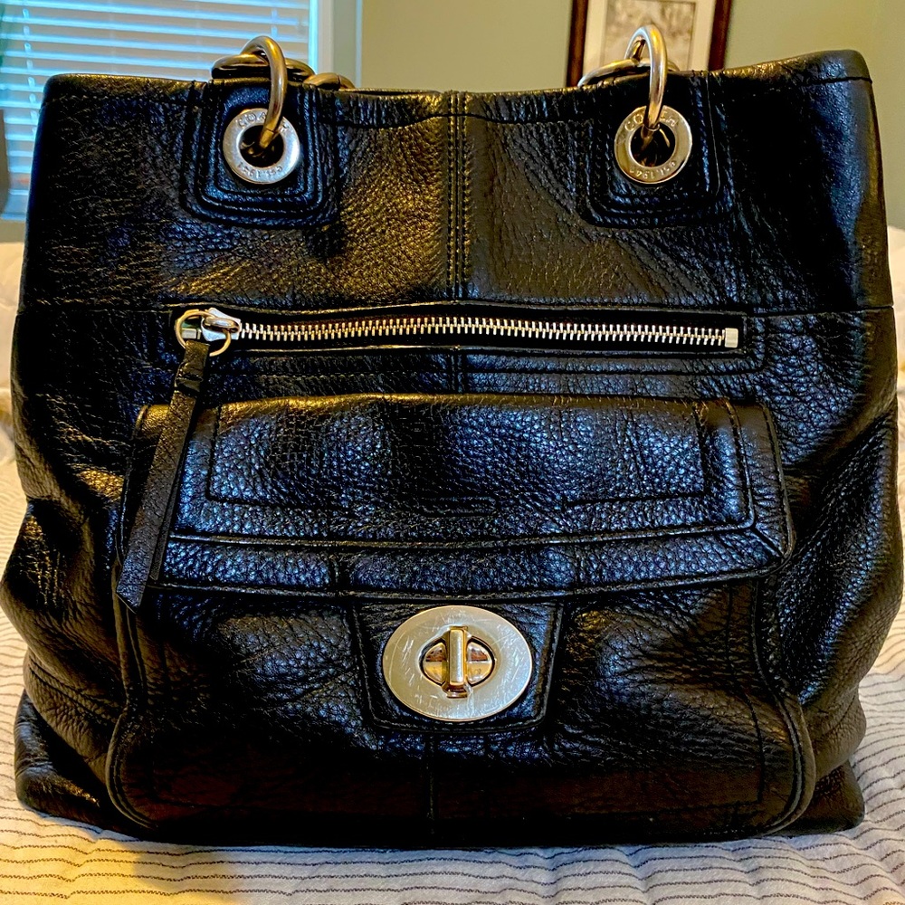Coach Purse (Black With Mint Interior) Gem